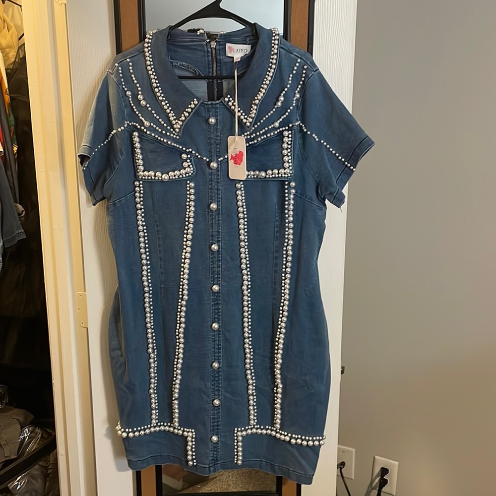 Denim Pearl Dress